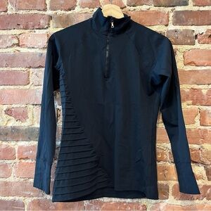 F.Words Facet Half Zip coldblack Size Small Equestrian Black Pintuck